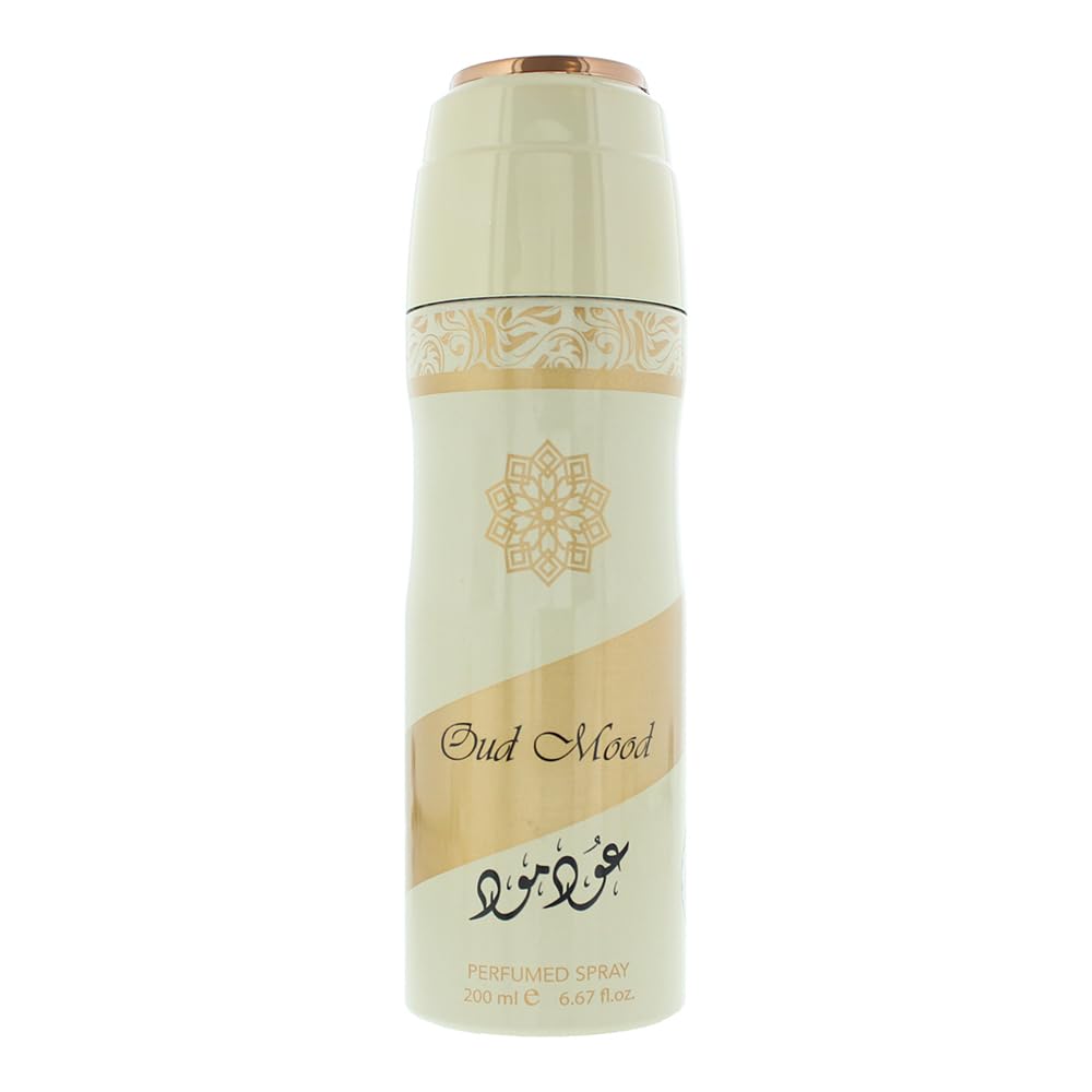 Lattafa Oud Mood Perfumed Deodorant Spray, 6.67 Ounce (Unisex)