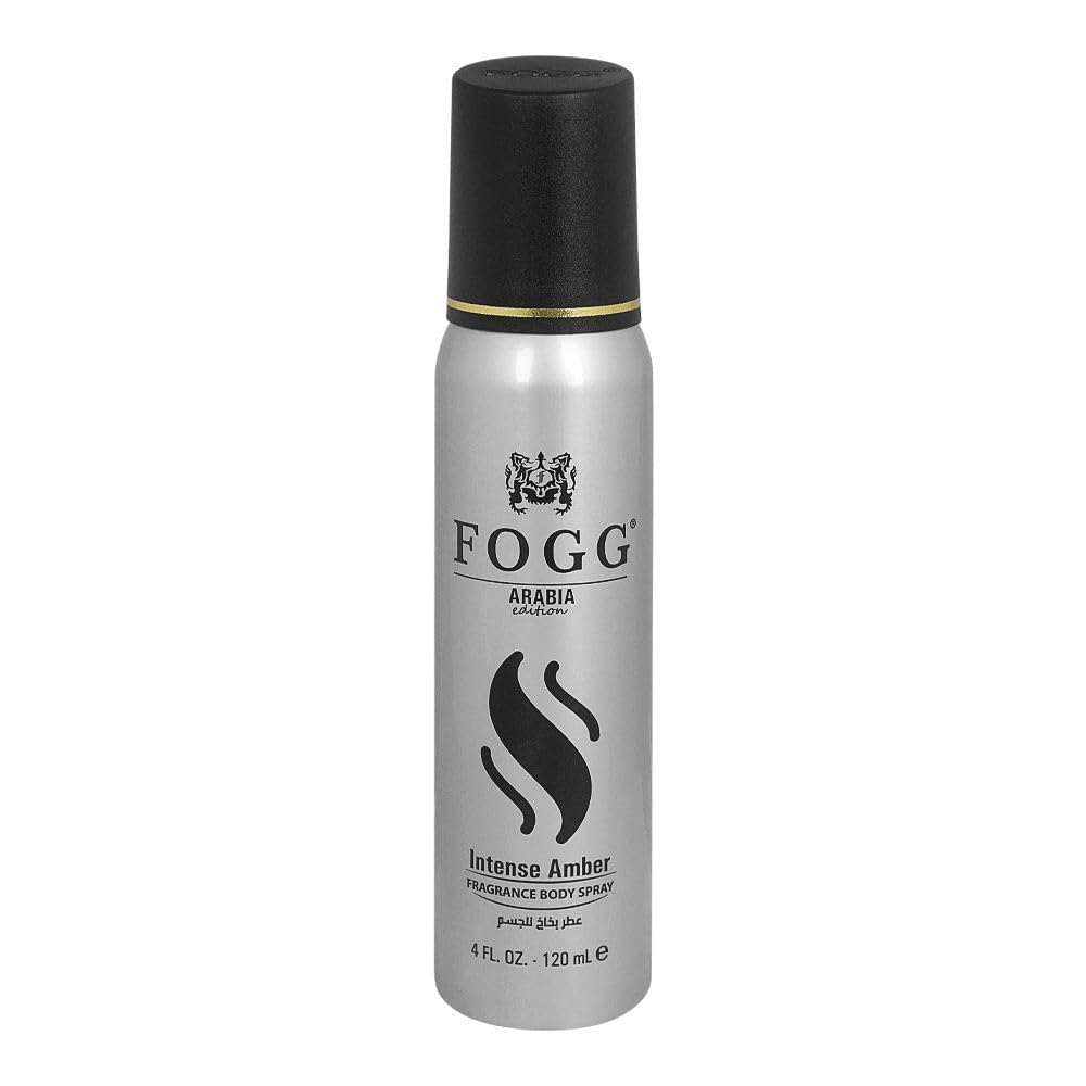 Fogg Intense Amber Amber Woody Fragrance Body Spray - Arabian Perfume Body Spray for Men - Opening Notes of Apple, Bergamot, and Lime - 4 oz