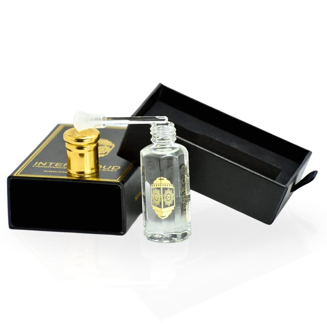 INTENSE OUD Khashab Al Sandal Long Lasting Arabian Perfume Oils for Women 12ML (0.40 OZ) Fragrance Oil with Cardamom, & Coconut Notes - Concentrated Perfume Oil & Valentines Day Gift With Black Box