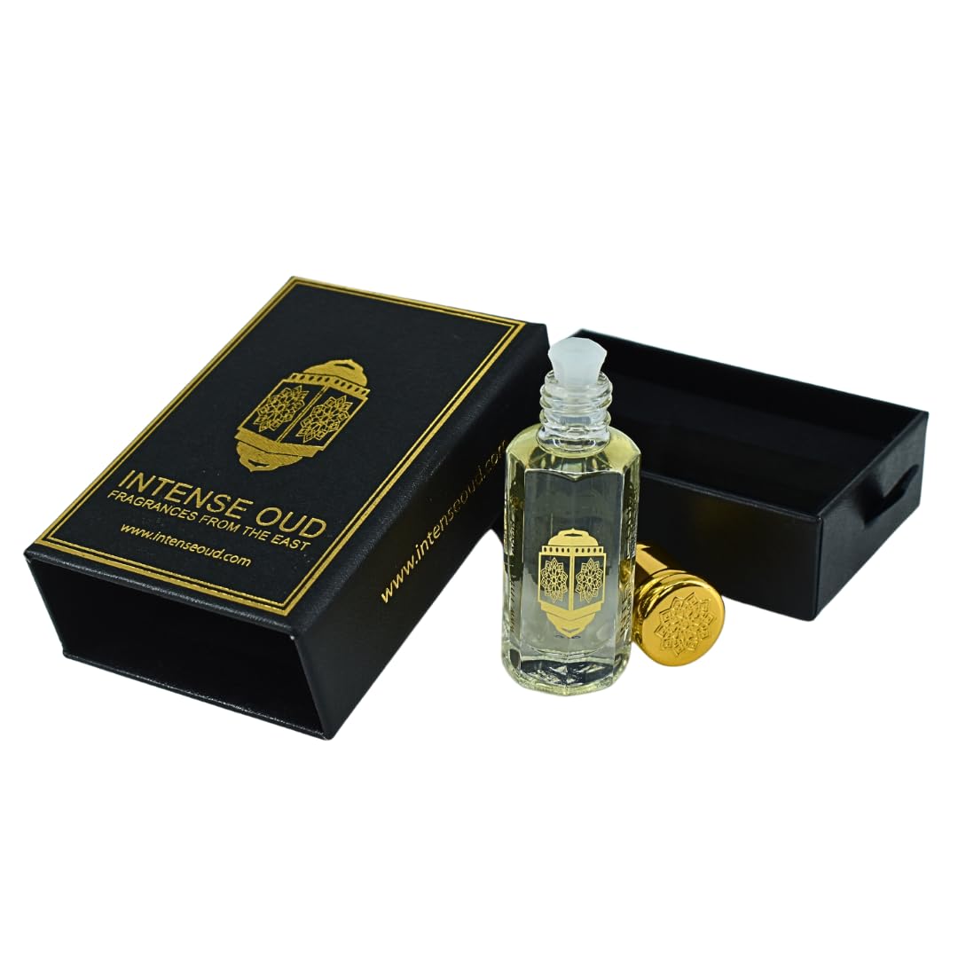 INTENSE OUD Black Extasy Arabian Perfume Oil for Men & Women, Long Lasting Alcohol-Free Concentrated Fragrance, 12ml (0.40 oz) in Black Gift Box, Ginger & Myrrh Notes.