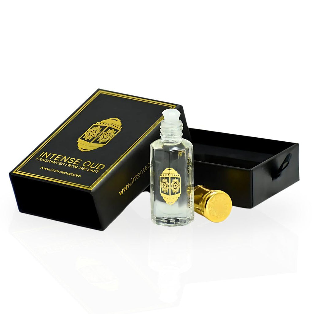INTENSE OUD Khashab Al Sandal Long Lasting Arabian Perfume Oils for Women 12ML (0.40 OZ) Fragrance Oil with Cardamom, & Coconut Notes - Concentrated Perfume Oil & Valentines Day Gift With Black Box
