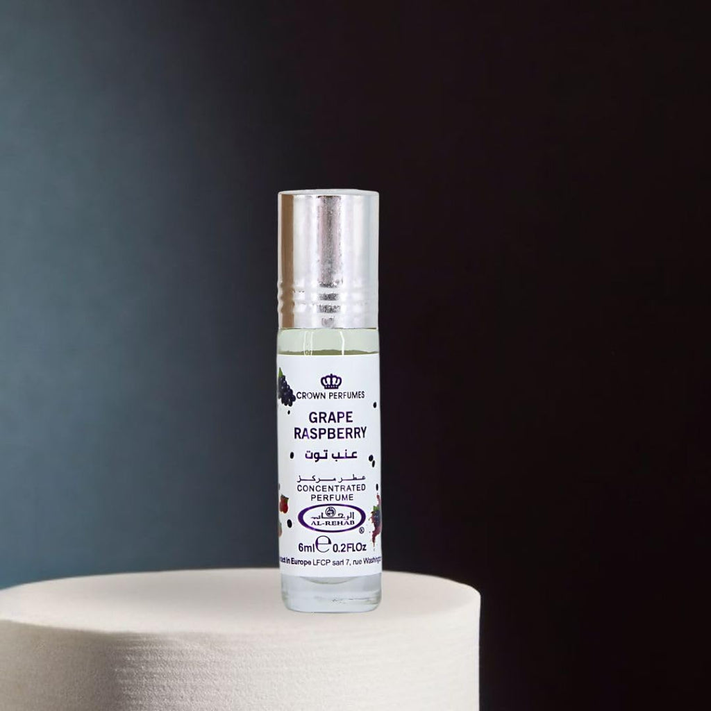 Al-Rehab Grape Raspberry Arabian Perfume Oils for Women 6ML (0.2 OZ) Fragrance Oil - Fruity, Floral & Sweet Concentrated Perfume Oil for a Long-Lasting, Vibrant Scent, Exotic Arabian Fragrance Essence