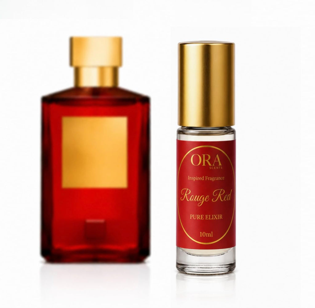 ORA Scents Rouge Red Roll-On Perfume Oil 10ml - Long Lasting Alcohol-Free Fragrance Oil, Travel Size Rollerball for Women & Men - Amberwood, Jasmine & Cedar Notes