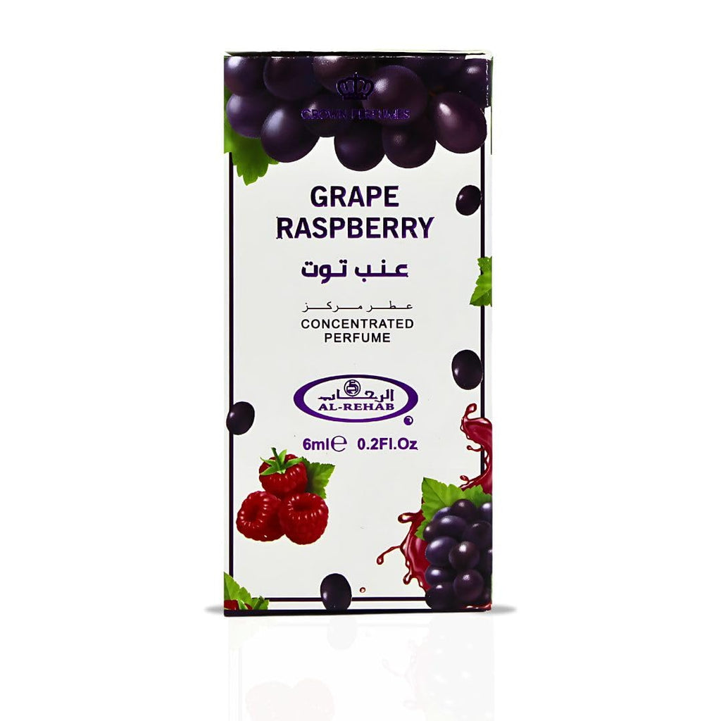 Al-Rehab Grape Raspberry Arabian Perfume Oils for Women 6ML (0.2 OZ) Fragrance Oil - Fruity, Floral & Sweet Concentrated Perfume Oil for a Long-Lasting, Vibrant Scent, Exotic Arabian Fragrance Essence