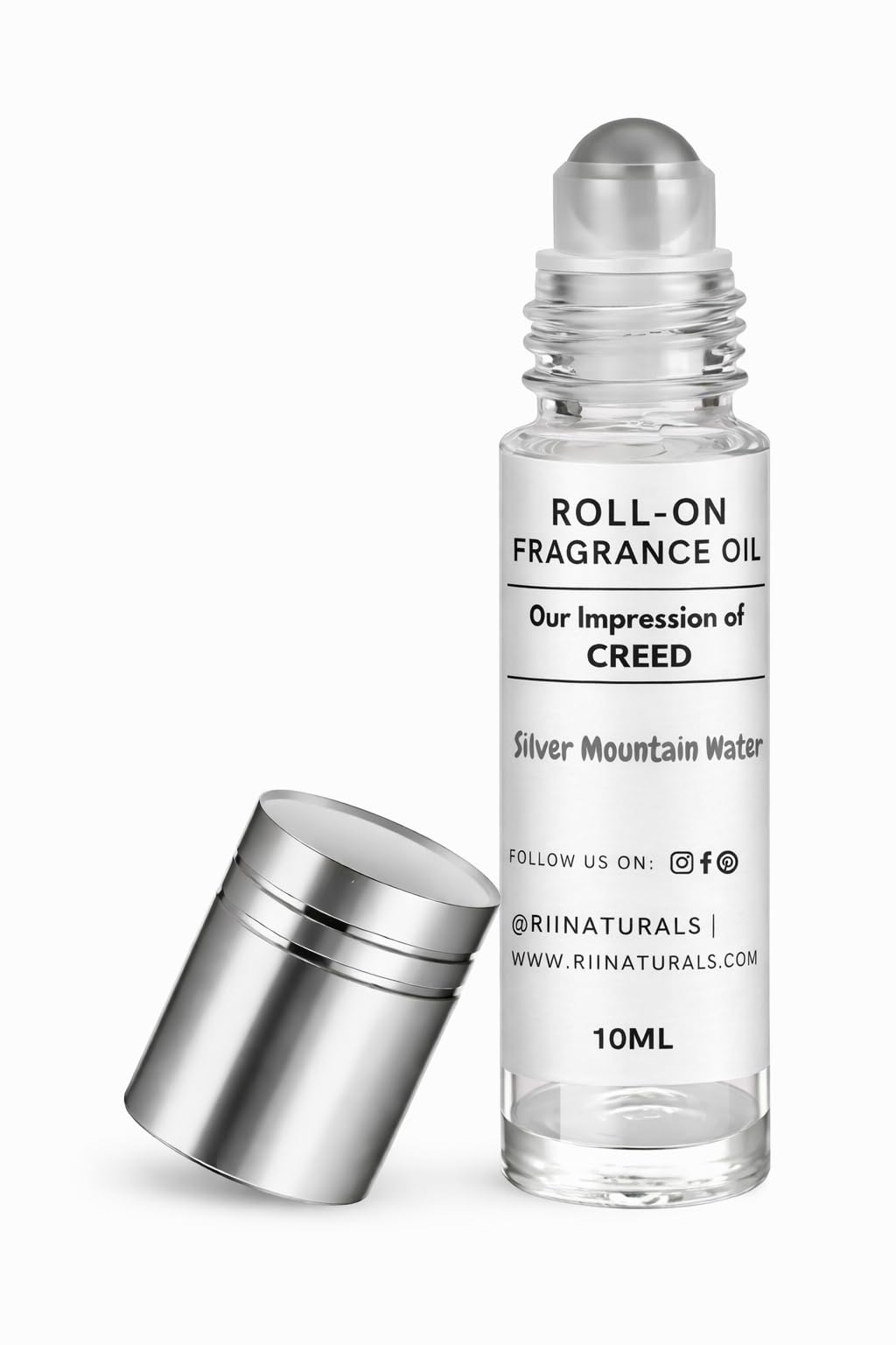 Silver Mountains of Water Creed Type Roll-On Fragrance Oil, Long Lasting Perfume Oil for Men & Women, Alcohol Free, 10ml Glass Bottle