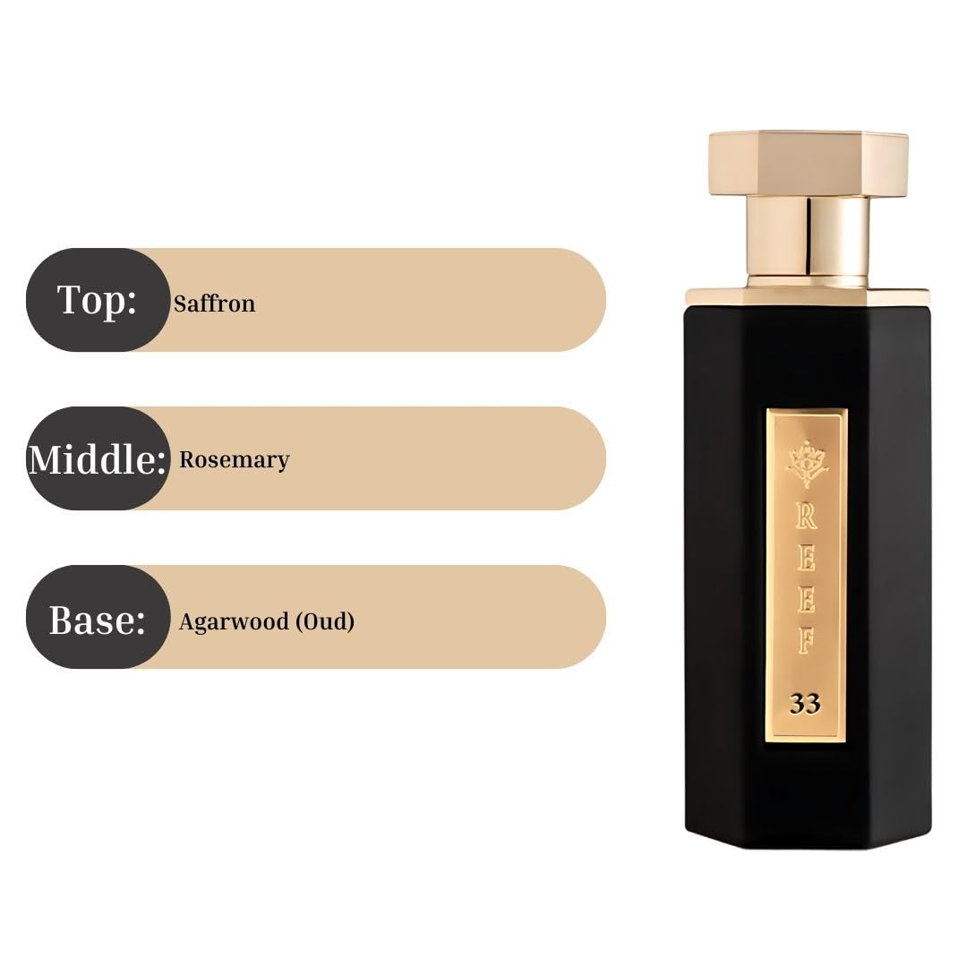 Reef 33 Arabian Perfumes For Women 100ML (3.38 OZ) Long Lasting Eau De Parfum For Women & Luxurious Fragrance With Saffron & Oud Notes