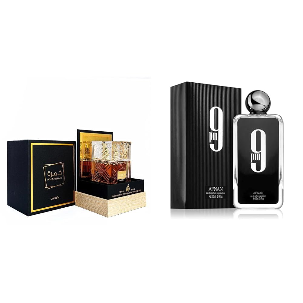 Lattafa Khamrah 3.4oz & Afnan 9 PM 3.4oz Men's & Women's Fragrances Bundle