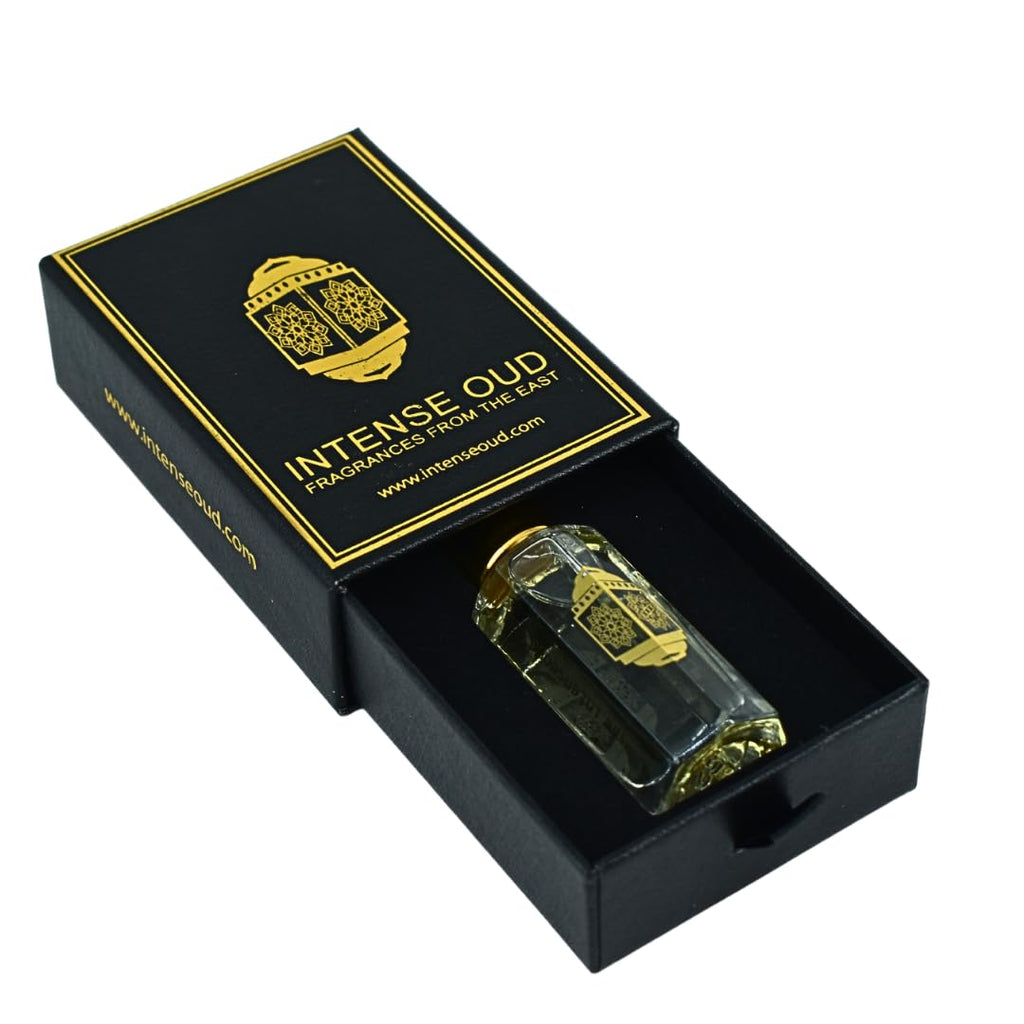 INTENSE OUD Black Extasy Arabian Perfume Oil for Men & Women, Long Lasting Alcohol-Free Concentrated Fragrance, 12ml (0.40 oz) in Black Gift Box, Ginger & Myrrh Notes.
