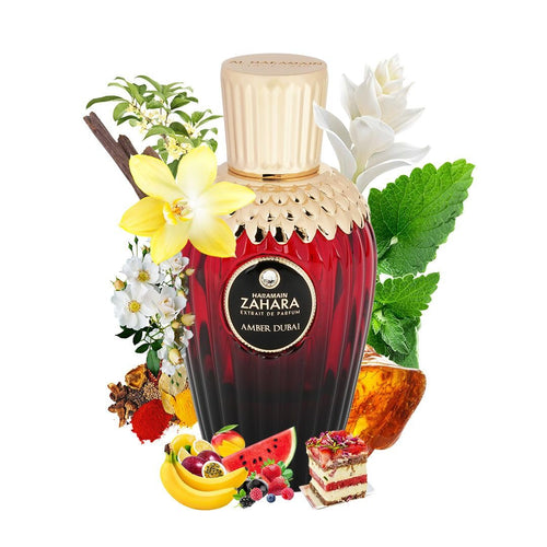 Al Haramain Zahara Amber Dubai - Luxurious Extrait De Parfum Spray - Floral Fragrance with Vanilla, Amber, Patchouli - Perfume for Women - 3.33 oz