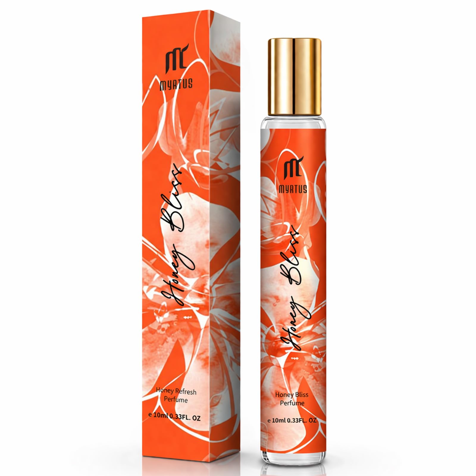 MYRTUS Long Lasting Perfume for Women, 0.33 fl.oz Gourmand Oriental Fragrance in Glass Bottle, Portable Roll On Eau de Parfum for Day & Night Alcohol Free Perfumes