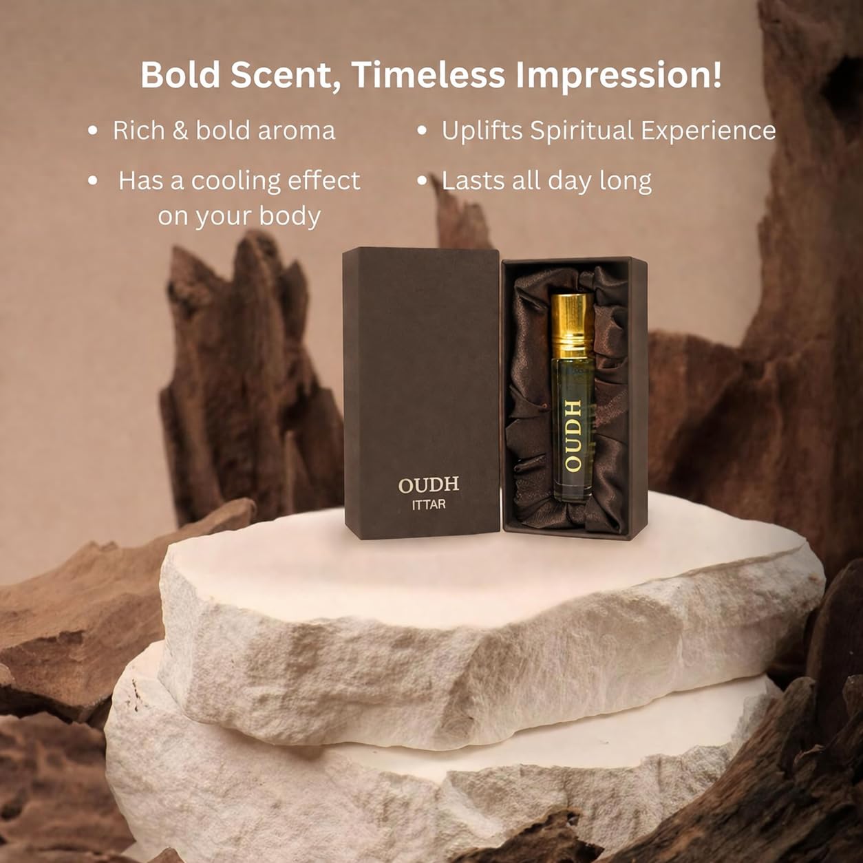 SEOLHWA BEAUTY Oudh Attar Perfume Roll-On for Men and Women, Long Lasting Alcohol Free Fragrance, Natural Oud Wood Scent, Concentrated Body Perfume Gift 10ml