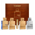 Al Haramain Amber Oud Collection - Gold, Blue, White, Carbon - 4 x 60ml (2.0 oz) EDP Spray - Luxury Unisex Cologne & Perfume Gift Set for Men & Women - Long-Lasting Arabian Fragrance (Bundle)