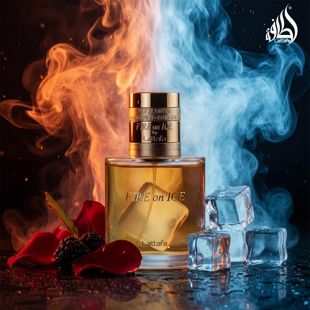 Lattafa Fire On Ice – Fruity, Spicy, Woody, Ambery – Eau de Parfum Spray Long-Lasting Fragrance for Unisex, 3.71 Ounce / 110 ml