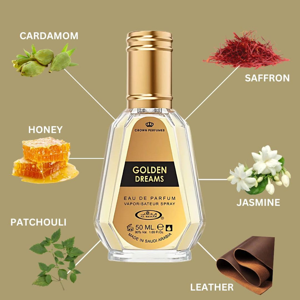 Al Rehab Golden Dreams Eau de Parfum Spray for Women, 1.7 Ounce / 50ml