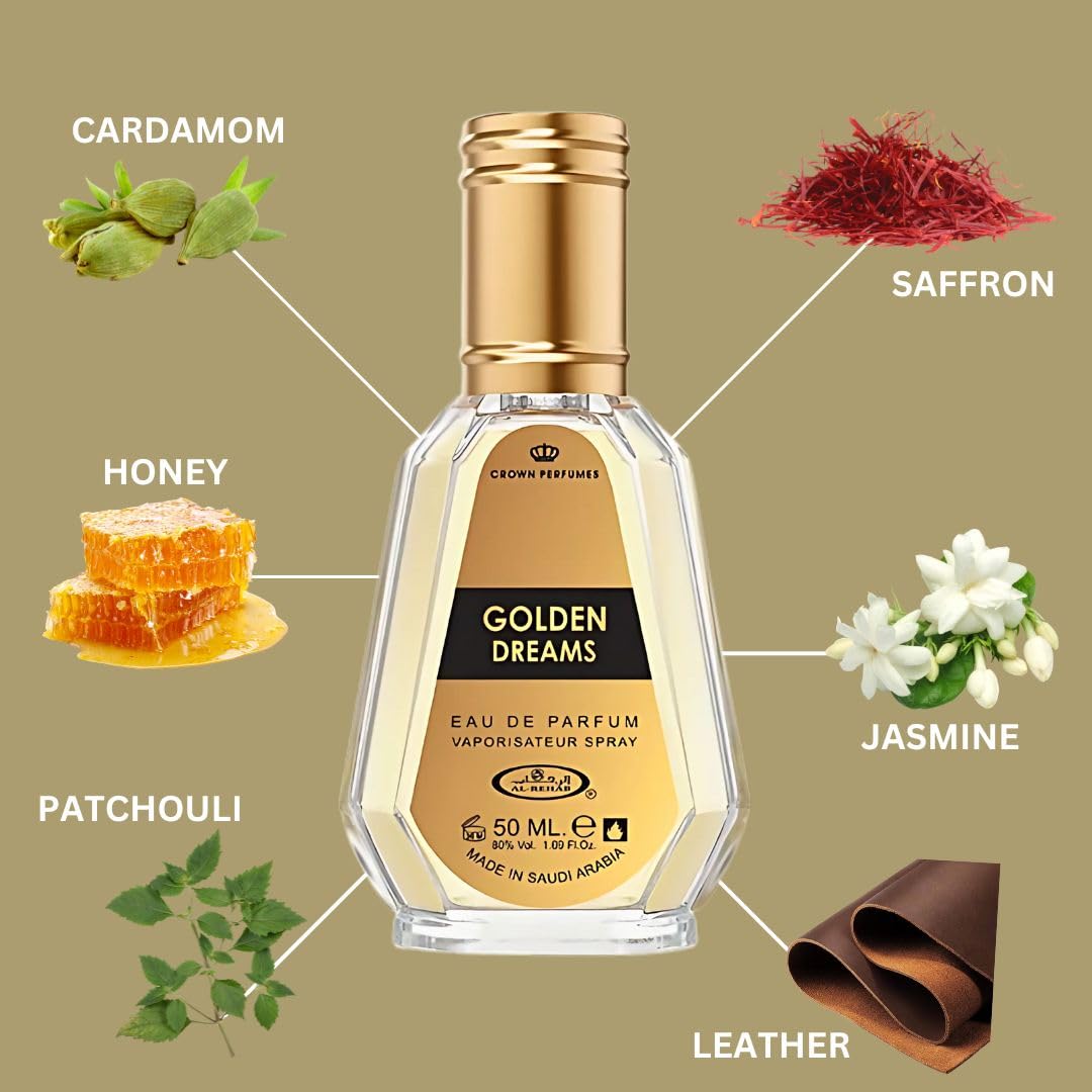 Al Rehab Golden Dreams Eau de Parfum Spray for Women, 1.7 Ounce / 50ml