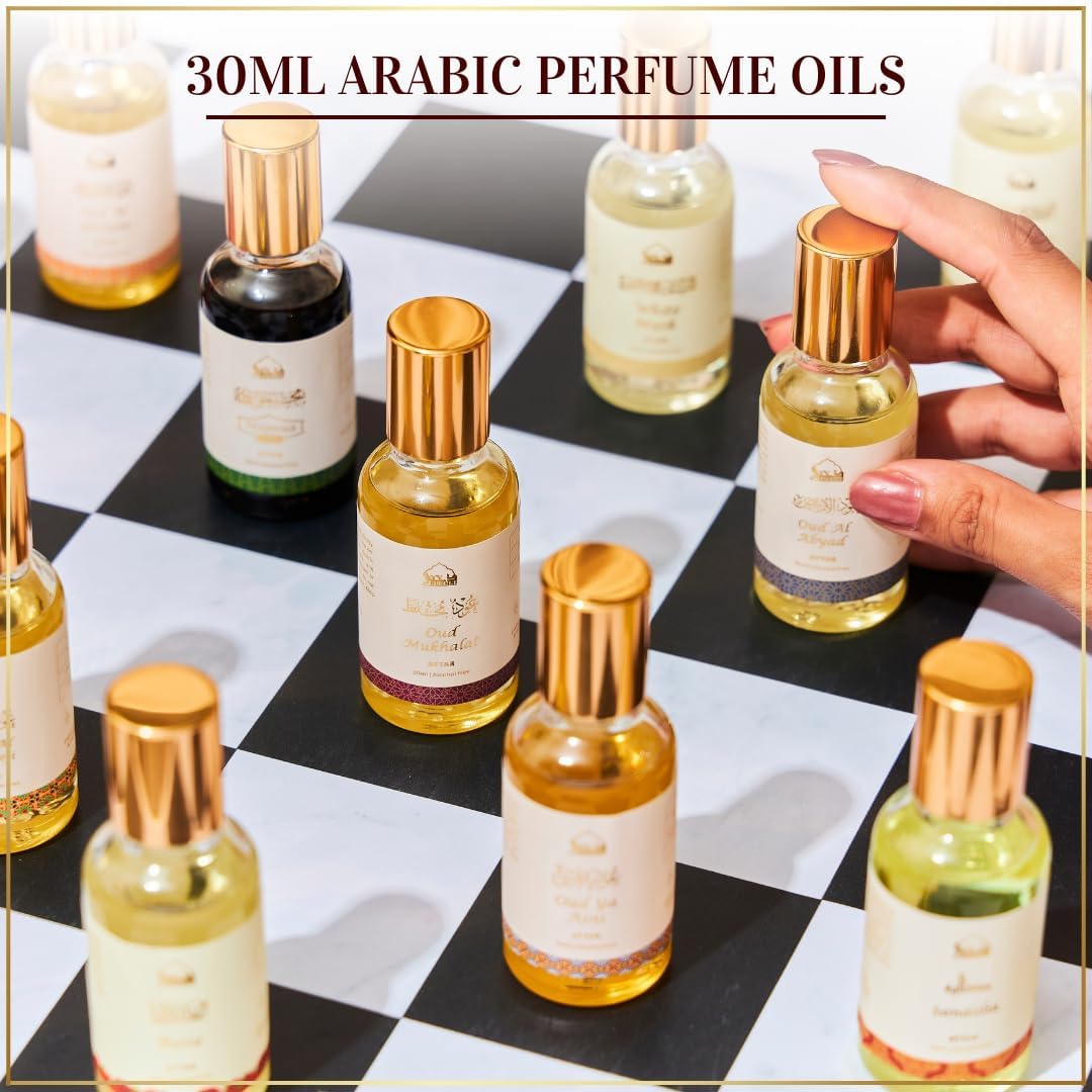 Dukhni White Oud Attar Oil Arabic perfume oils for men and women, Alcohol Free | 30ml Pure roll on perfume, authentic white oud oil | Eid, Ramadan Gifts, Vegan Islamic Fragrances