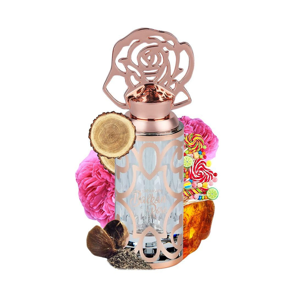 Al Haramain Balkan Rose - Concentrated Arabian Perfume Oil - Vanilla Perfume Oil with Patchouli, Amber - Fragrance for Women and Men - 0.33 oz