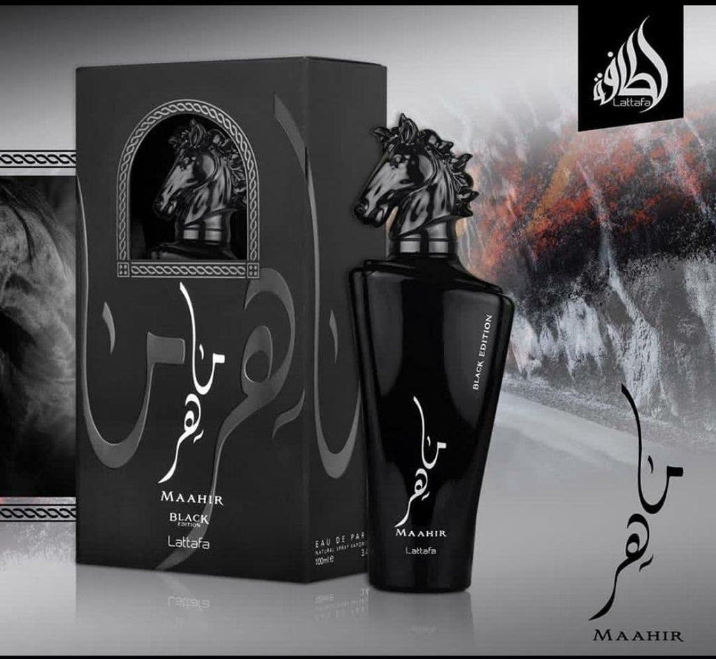 Lattafa Perfumes Maahir Black Edition for Unisex Eau de Parfum Spray, 3.4 Ounce