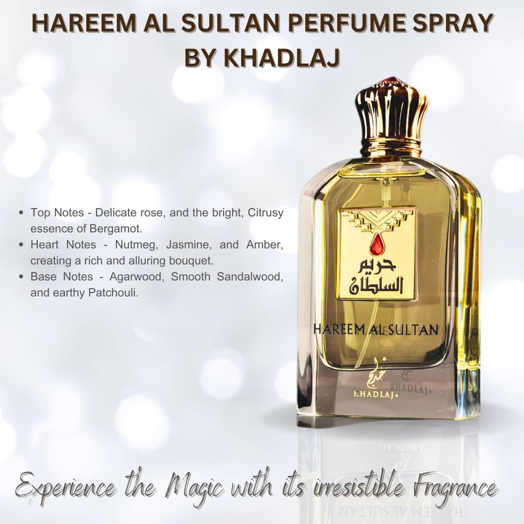 Khadlaj Hareem Al Sultan Gold – Floral, Spicy, Oud, Woody – Eau de Parfum Spray Long-Lasting Fragrance for Unisex, 2.5 Ounce / 75ml