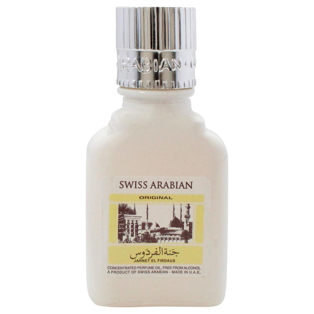 Swiss Arabian Jannet EL Firdaus White - Luxury Products From Dubai - Long Lasting Perfume Oil for Unisex - Blend of Basil, Bergamot and Sandalwood - Perfect for Date Night or Evening Out - 0.3 oz