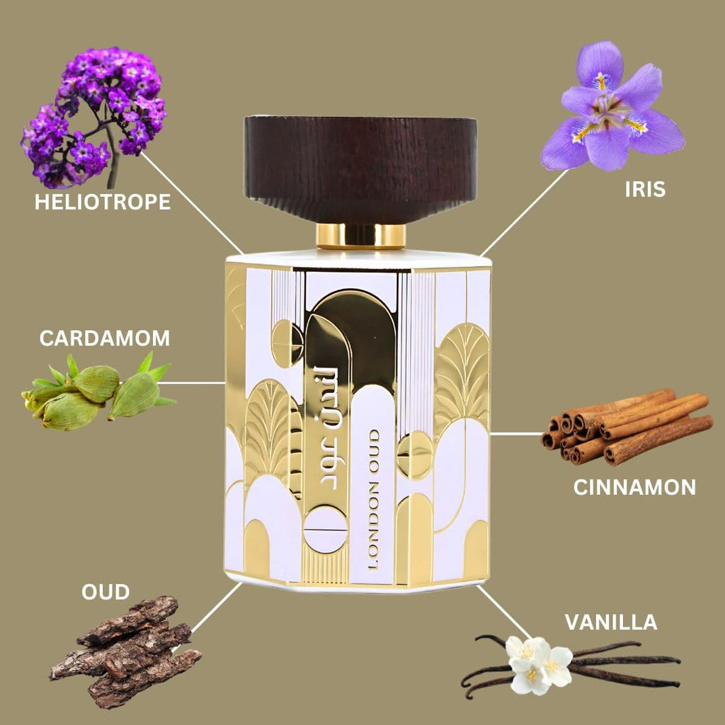 Ard Al Zaafaran London Oud Eau De Parfum Spray 100ml (3.4 oz) Long Lasting Arabian Perfumes For Women, Signature Ladies Perfume with Vanilla, Iris, Cinnamon & Oud Notes - Exotic & Refined Fragrance