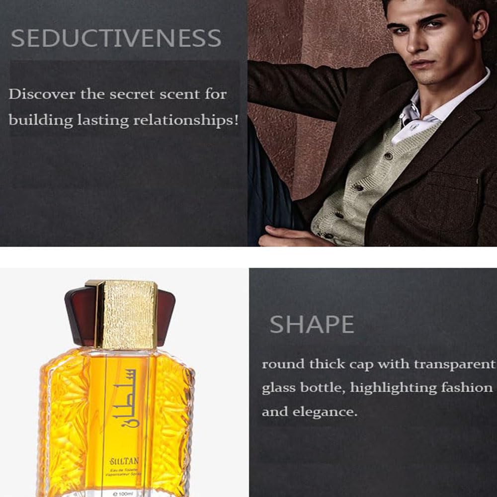 AJIEDSBHI Dubai Perfume for Men - Sultan Gold Perfume Oil, 3.4 Fl.oz Elegant & Long Lasting Scent, Exotic Arabian Perfume Oil Spray for Men (Red box)