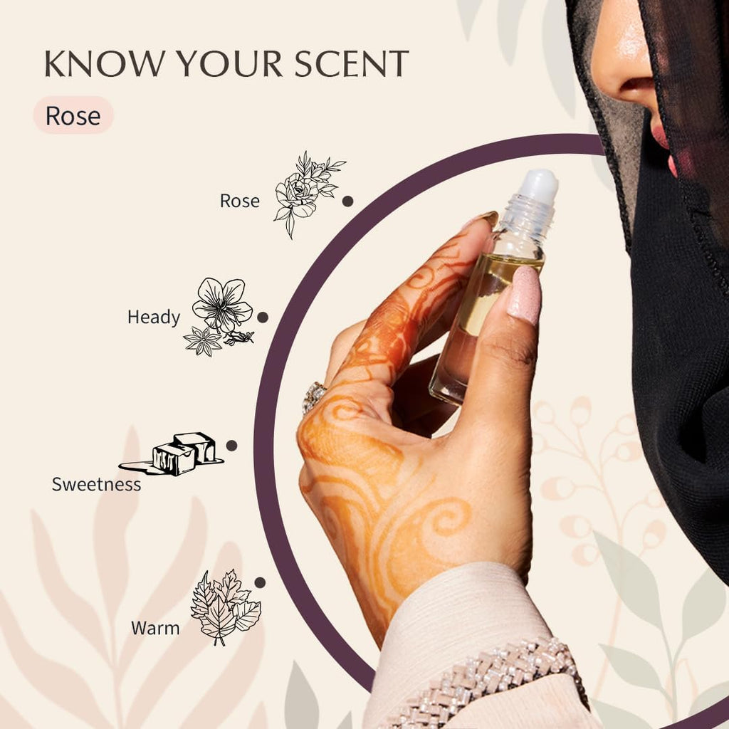 D.u.k.h.n.i's Real R.o.s.e Attar Oil | Gulab Itra Original | 100% Pure R.o.s.e Ittar Roll-On Perfume | Original R.o.s.e Attar for Men & Women | Arabic Perfume Oils for Eid, Ramadan
