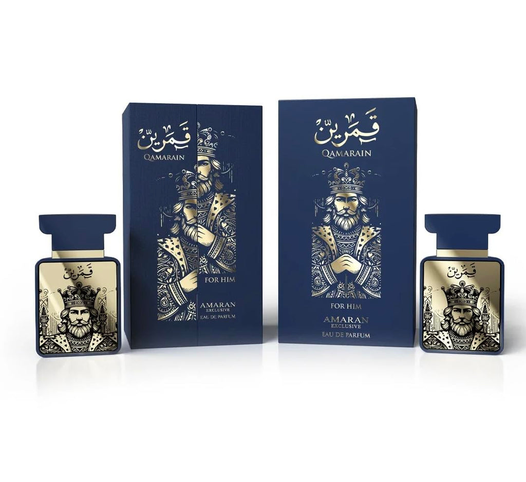 Amaran Qamarain For Him Eau de Parfum 3.4 oz – Woody Fresh Arabian Perfume for Men with Pineapple, Bergamot & Oakmoss – Long-Lasting Masculine Fragrance Made in Dubai