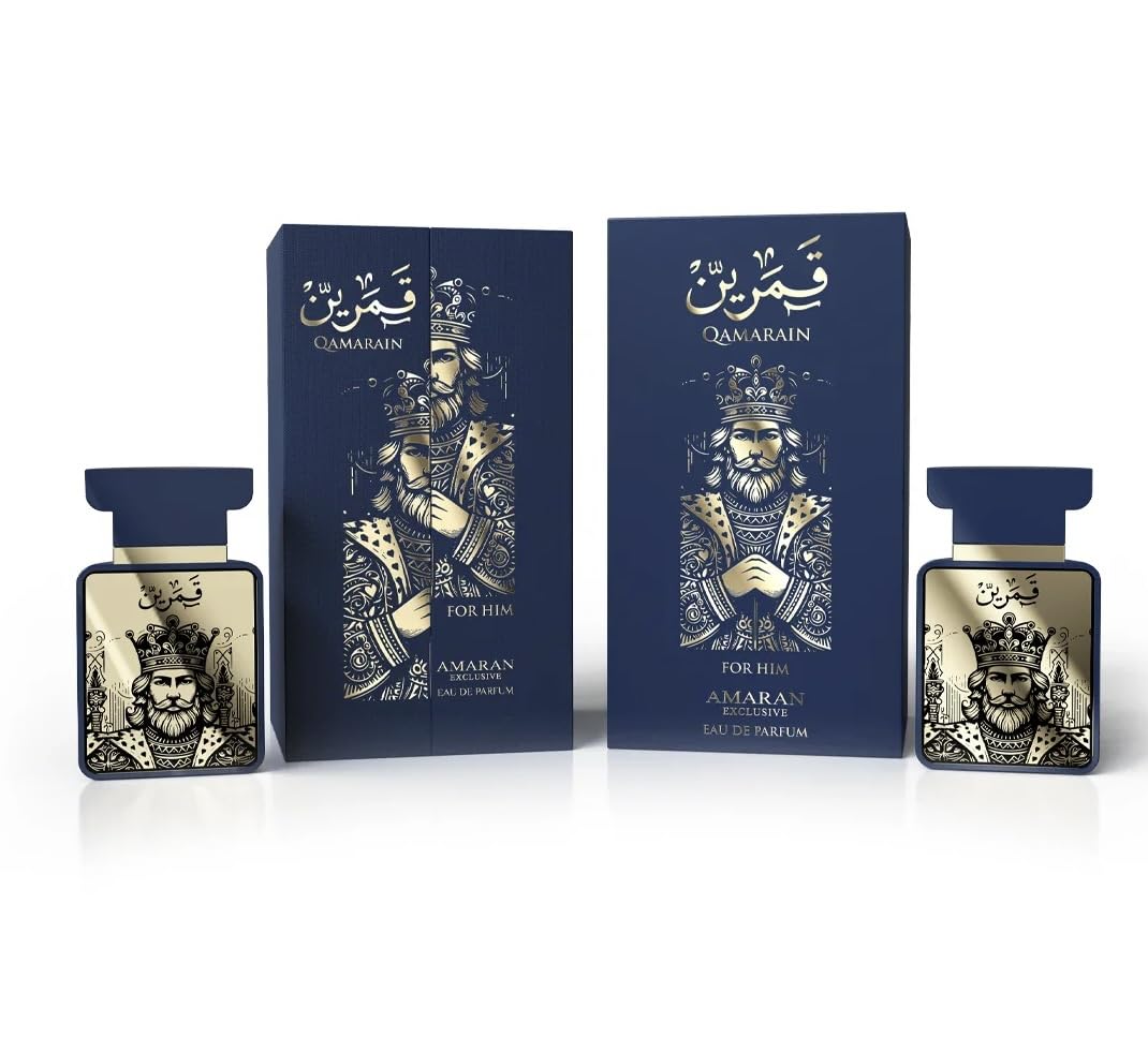 Amaran Qamarain For Him Eau de Parfum 3.4 oz – Woody Fresh Arabian Perfume for Men with Pineapple, Bergamot & Oakmoss – Long-Lasting Masculine Fragrance Made in Dubai