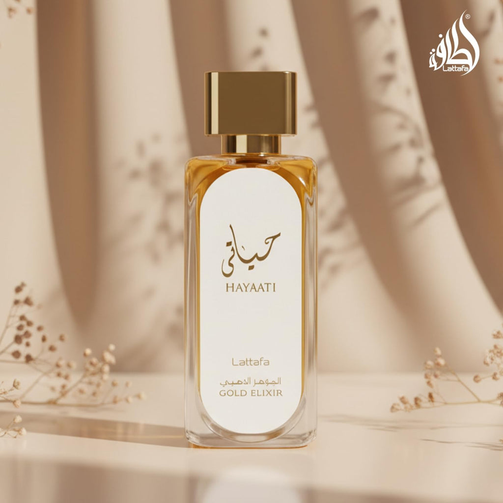 Lattafa Hayaati Gold Elixir Eau De Parfum Spray for Unisex, 3.4 Ounce