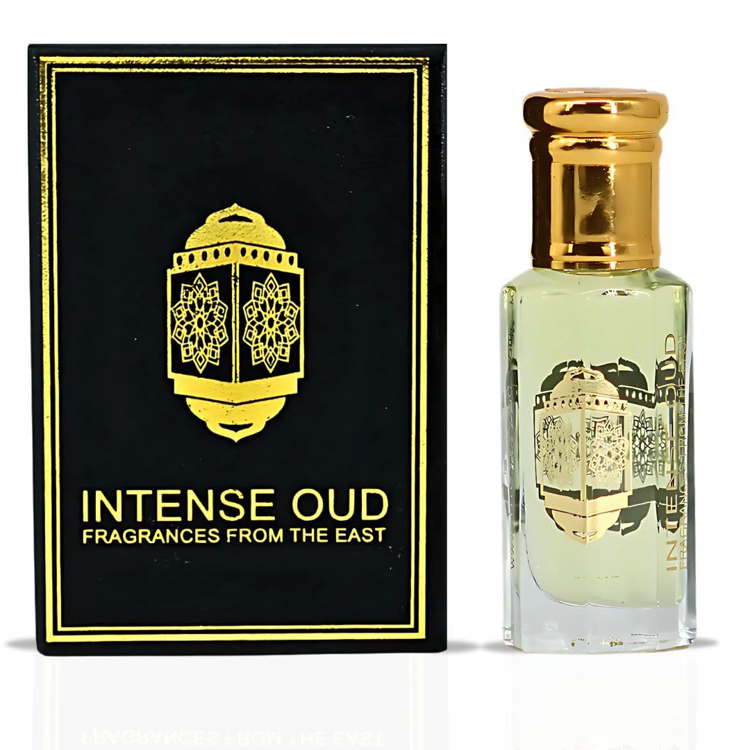 INTENSE OUD Attar Al Ishq Long Lasting Arabian Perfume Oils for Women 12ML (0.40 OZ) Fragrance Oil with Rose, Warm Amber & Bold Oud - Concentrated Perfume Oil & Valentines Day Gift With Black Box