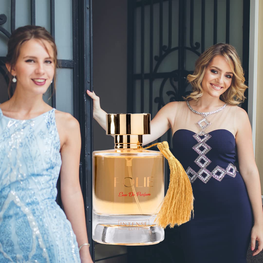 INTENSE ELITE Folie Eau De Parfum for Women 100ML (3.4Oz) Arabian Perfumes for women With Saffron & Red Fruits Notes Long Lasting Perfume for Women