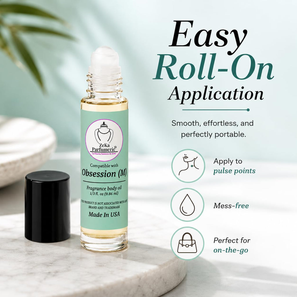 ZEKA PARFUMERIE Ombre Nomade Perfume Oil | Long-Lasting Unisex Fragrance Body Oil | Alcohol-Free Roll-On | 1/3 Fl Oz (9.86 mL) Made in USA