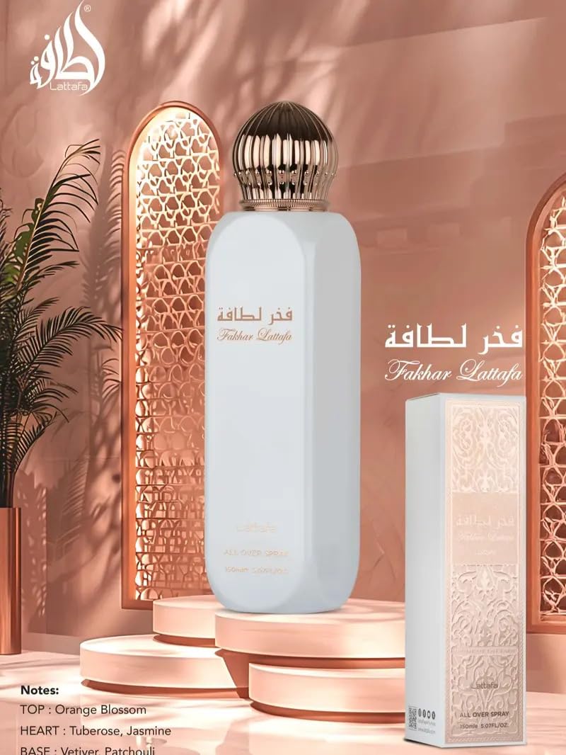 Lattafa Fakhar – Floral, Earthy, Sweet, Green – All Over Spray Long-Lasting Fragrance for Women, 5.07 Ounce / 150 ml