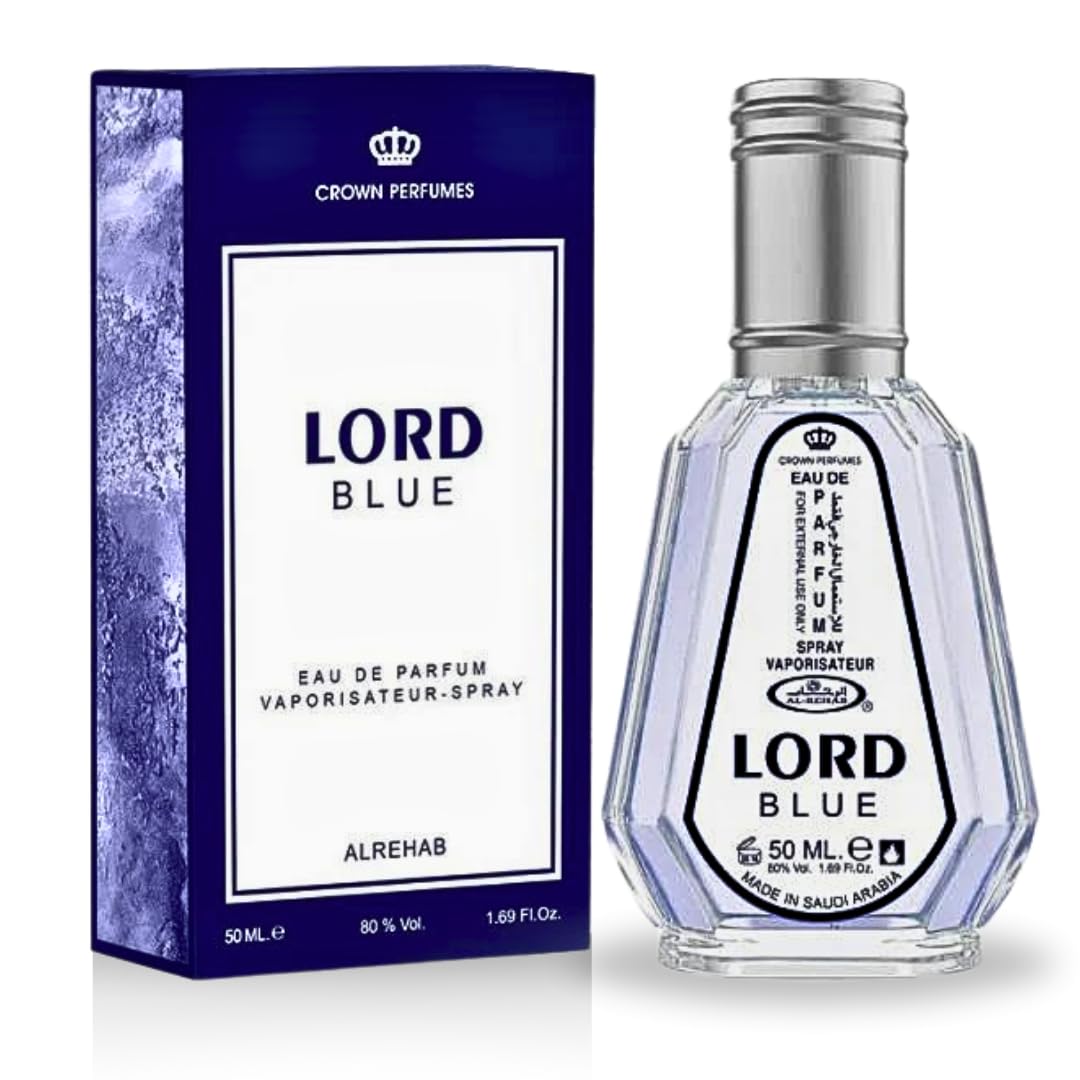 Al Rehab Lord Blue – Spicy, Aromatic, Woody, Amber – Eau de Parfum Spray Long Lasting Fragrance for Men, 1.69 Ounce / 50ml