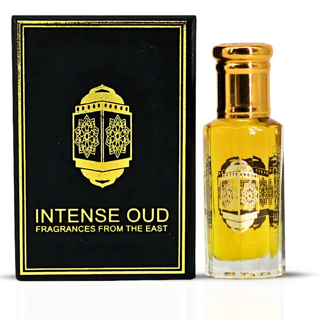INTENSE OUD Fawaken Arabian Perfume Oil for Men & Women, Long Lasting Alcohol-Free Concentrated Fragrance, 12ml (0.40 oz) in Black Gift Box, Jasmine & Strawberry Notes