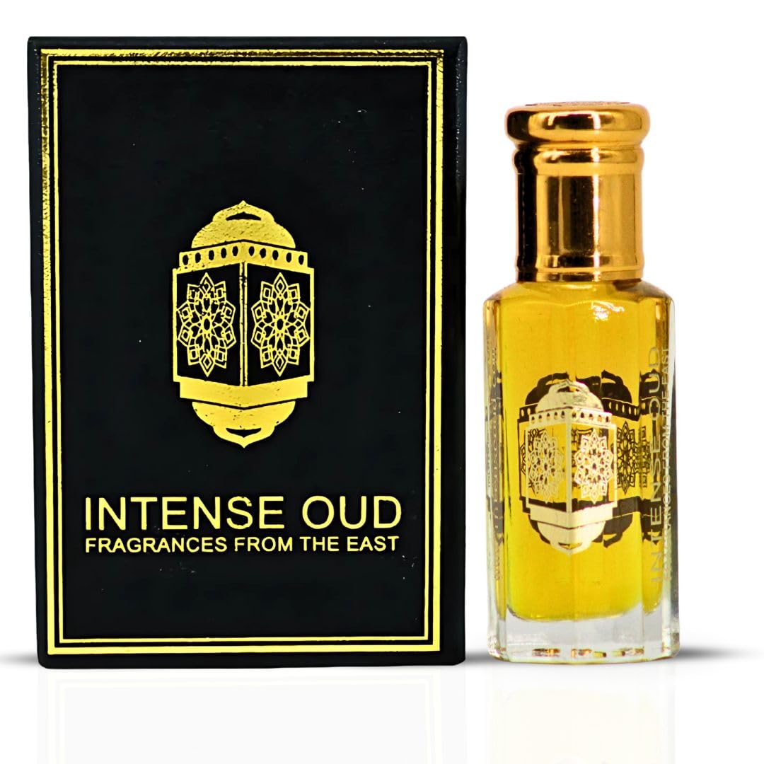 INTENSE OUD Fawaken Arabian Perfume Oil for Men & Women, Long Lasting Alcohol-Free Concentrated Fragrance, 12ml (0.40 oz) in Black Gift Box, Jasmine & Strawberry Notes