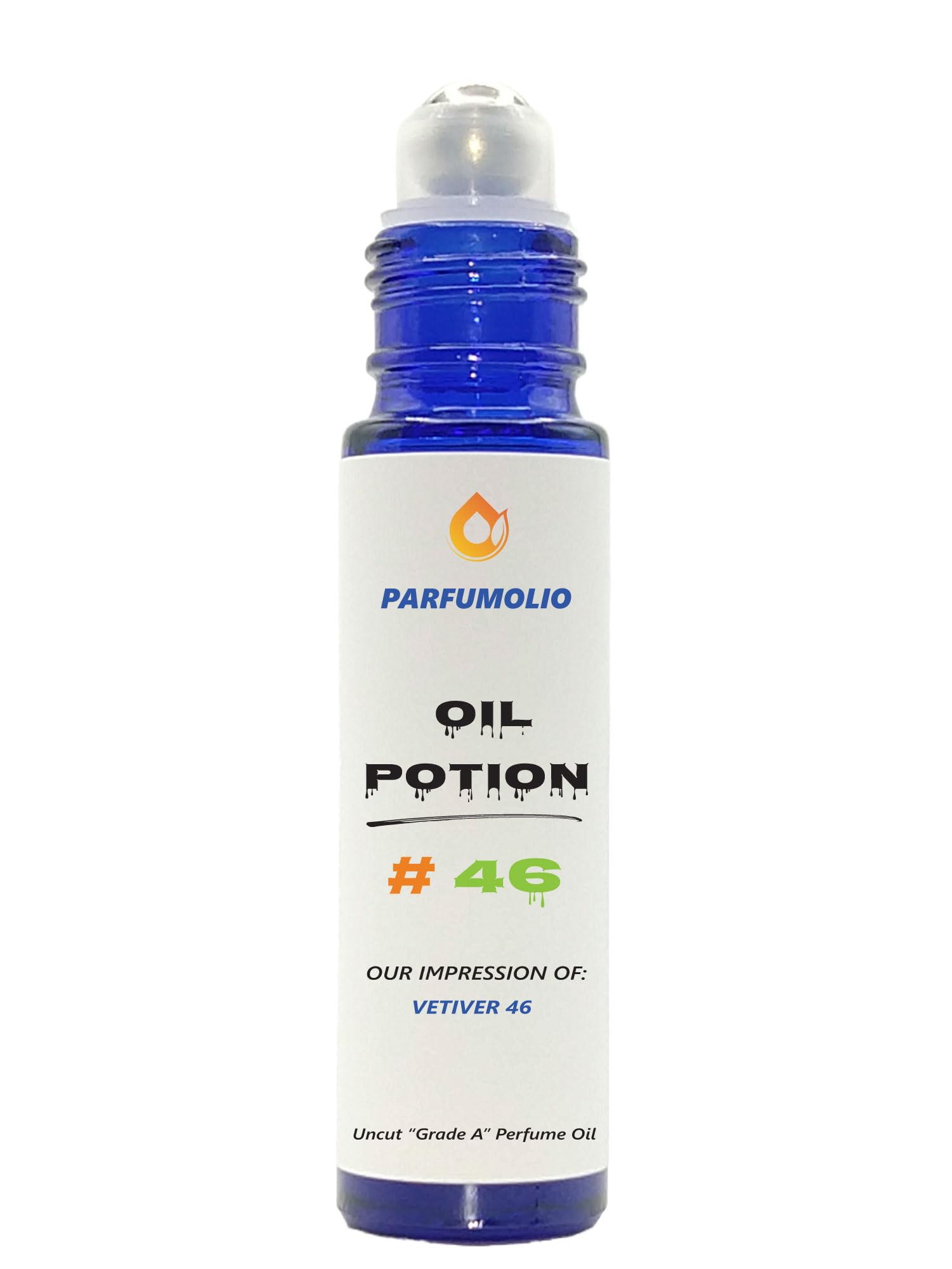 ParfumOlio Oil Potion # 46 Inspired by Vetiver 46 Unisex Uncut Grade A Fragrance Body Oil Dupe Concentrated Long Lasting Roll-On 10ml / 0.33 oz
