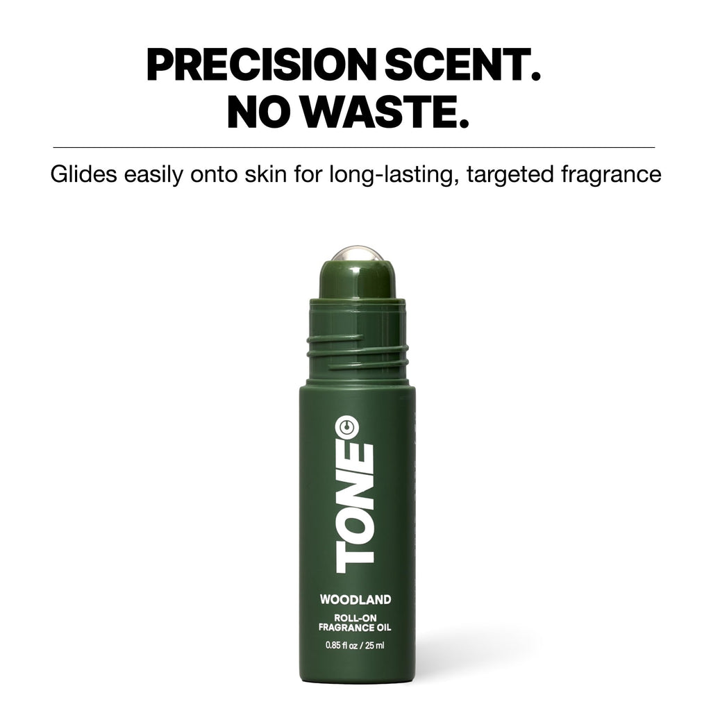 TONE Fragrance Oil - Woodland | Roll-on | Notes of Oud, Leather, and Sandalwood | Perfume Cologne Oil | Travel Size, 0.85 oz