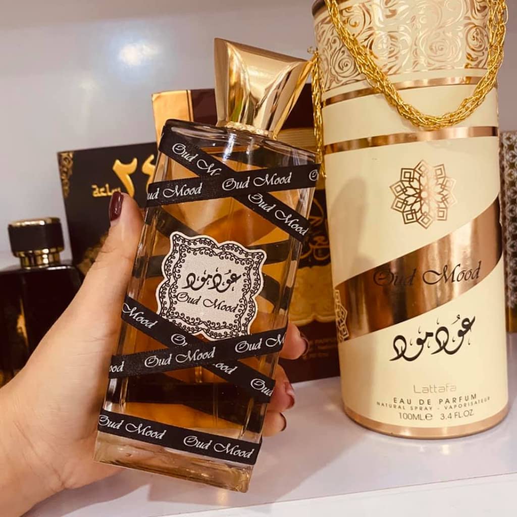 Lattafa Eau de Parfum, Unisex, 3.4 Ounce | Oud Mood | Pack of 2