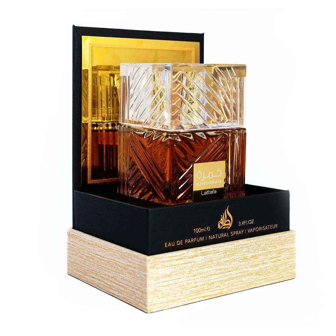 Lattafa Khamrah Eau de Parfum Spray 3.4 Ounce and Al Haramain Amber Oud Gold Edition Women's Eau de Parfum Spray 60ml Perfume Bundle
