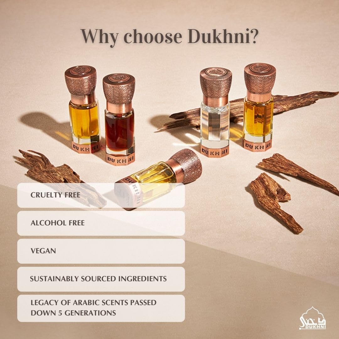 Dukhni Oud Swisseri Attar Oud for a Contemporary Consumer | Perfect for Ramadan & Eid gifts | Authentic Arabic Fragrance Oil | 100% Pure, Alcohol-Free, Halal | 1 bottle x 6ml | Arabian Perfume Oil