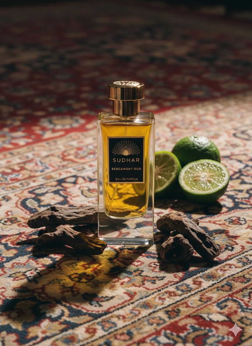 Oud Bergamot Eau de Parfum - Arabian Perfume for Men and Women | Long Lasting Oud Wood, Bergamot, Pineapple, Tonka Beans, Floral & Spicy | Hand Made Luxury Fragrances for Men and Women