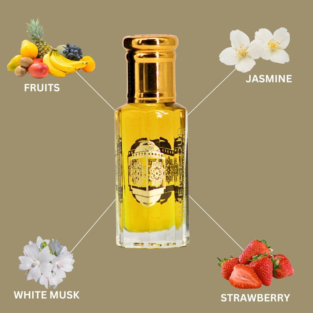 INTENSE OUD Fawaken Arabian Perfume Oil for Men & Women, Long Lasting Alcohol-Free Concentrated Fragrance, 12ml (0.40 oz) in Black Gift Box, Jasmine & Strawberry Notes