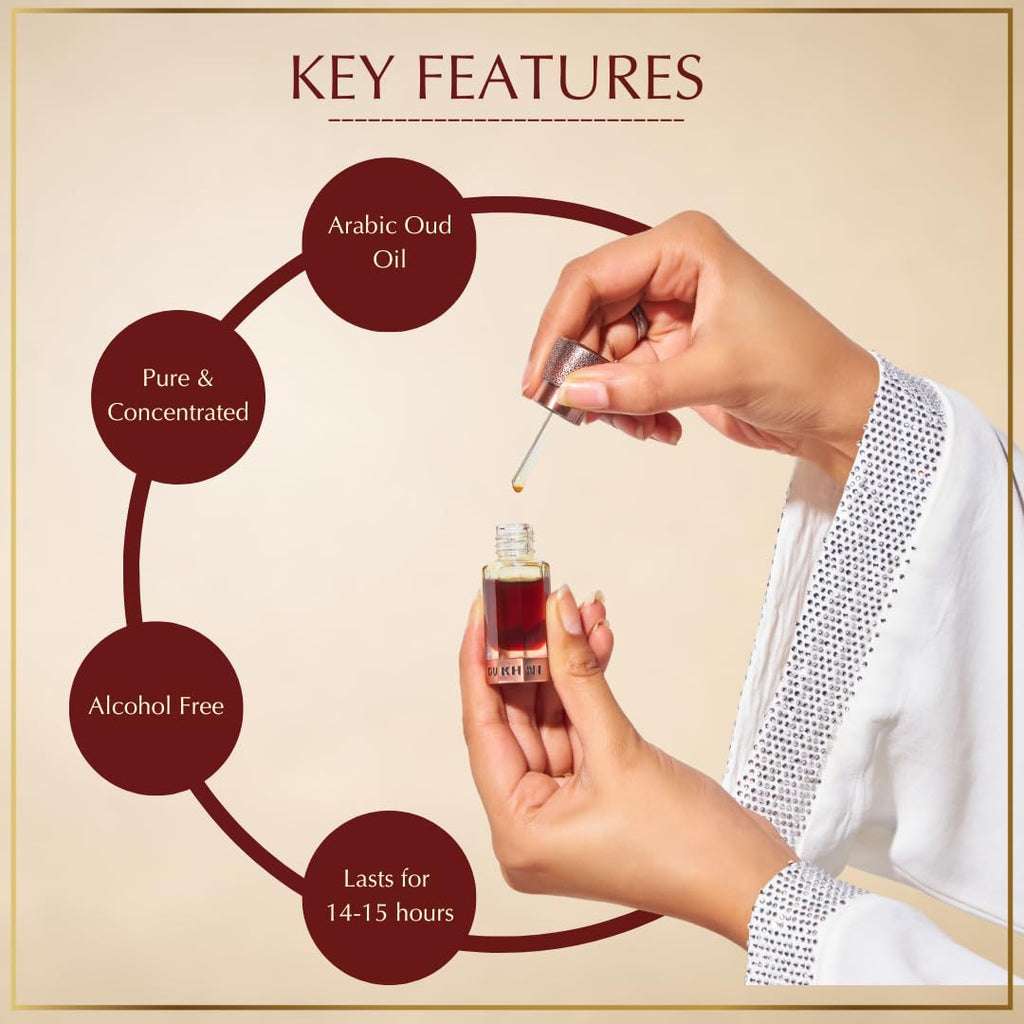 Dukhni Dehn Al Oud Attar For the Oud Connoisseur | Authentic Arabic Fragrance Oil | Special Luxury Ramadan & Eid gift | 1 bottle x 6ml | Arabian Perfume Oil