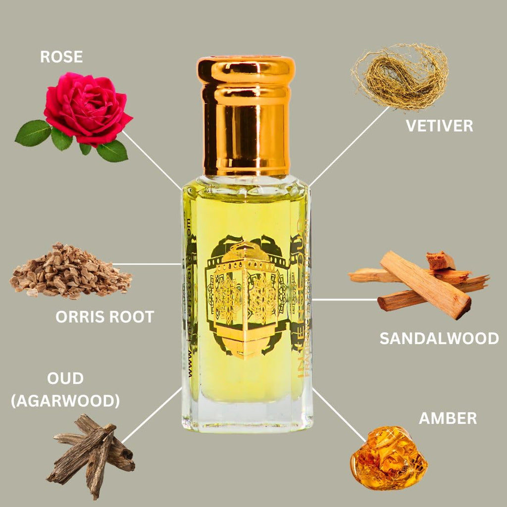 INTENSE OUD Mukhallat Al Najm Arabian Perfume Oils for Women 12ML (0.40 OZ) – Luxurious Fragrance Oil with Rose & Amber Notes – Concentrated Perfume Oil & Valentines Day Gift With Black Box
