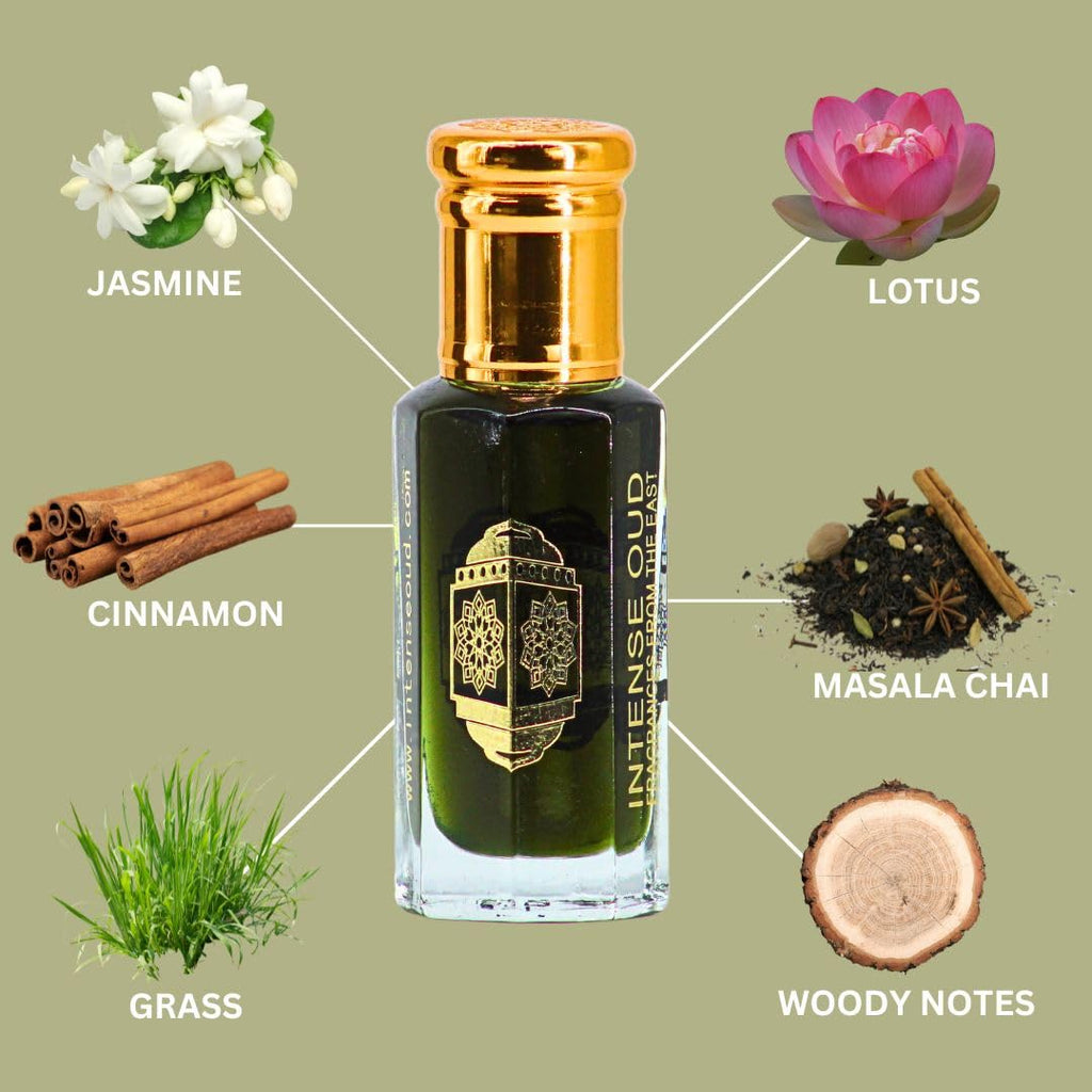 INTENSE OUD Jannet El Firdaus Arabian Perfume Oil for Men & Women, Long Lasting Alcohol-Free Concentrated Fragrance, 12ml (0.40 oz) in Black Gift Box, Jasmine & Rose Notes