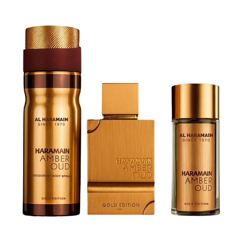 Al Haramain Amber Oud - Gold Edition - Body Spray, Cologne for Men and Women - Woody, Musk Fragrances - Perfume for Men and Women - Giftset - 3 Pc
