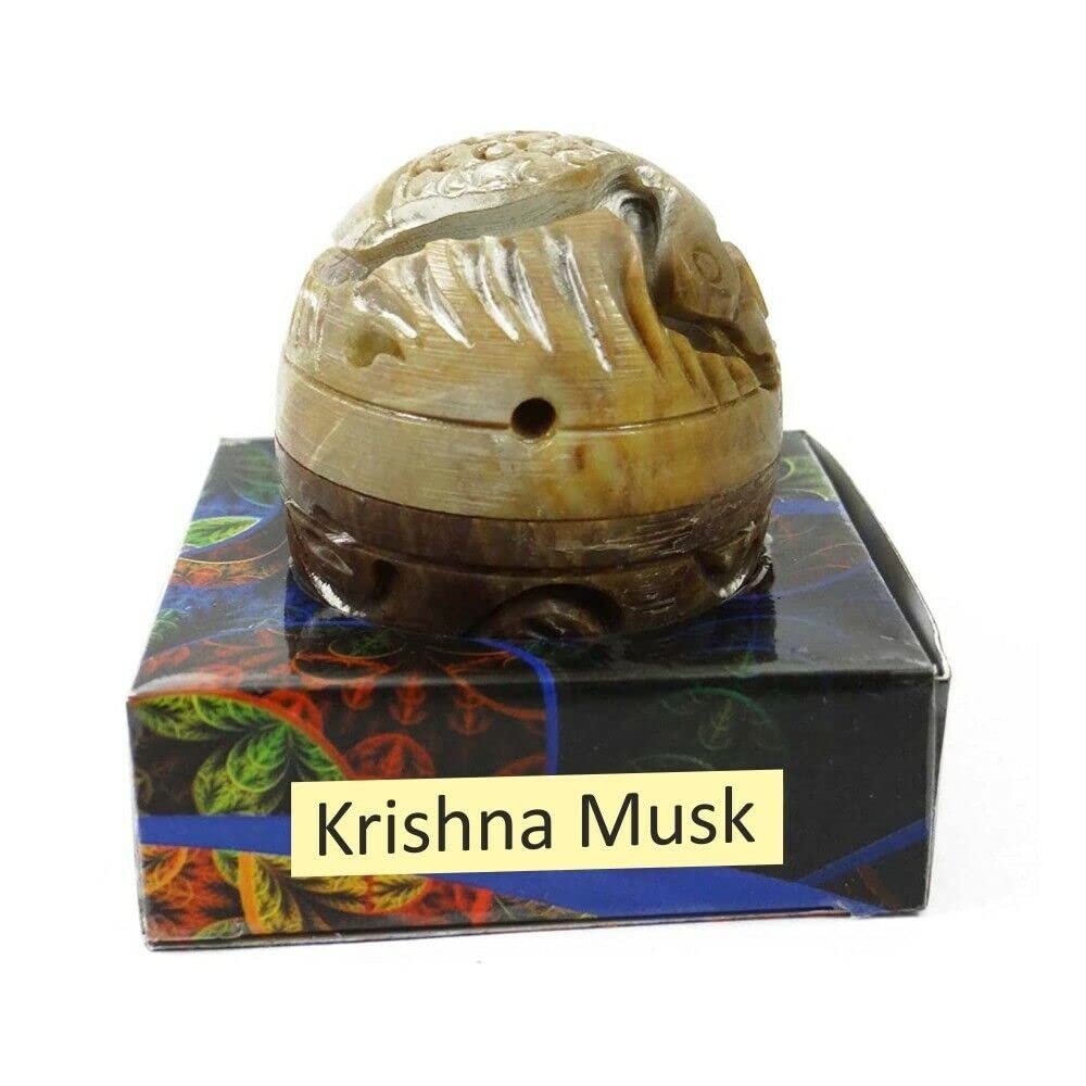 Stone Jar Krishna Musk Solid Perfume Long Lasting Body Fragrance In Large Hand Carved- 8 gm, (Pack Of 1)