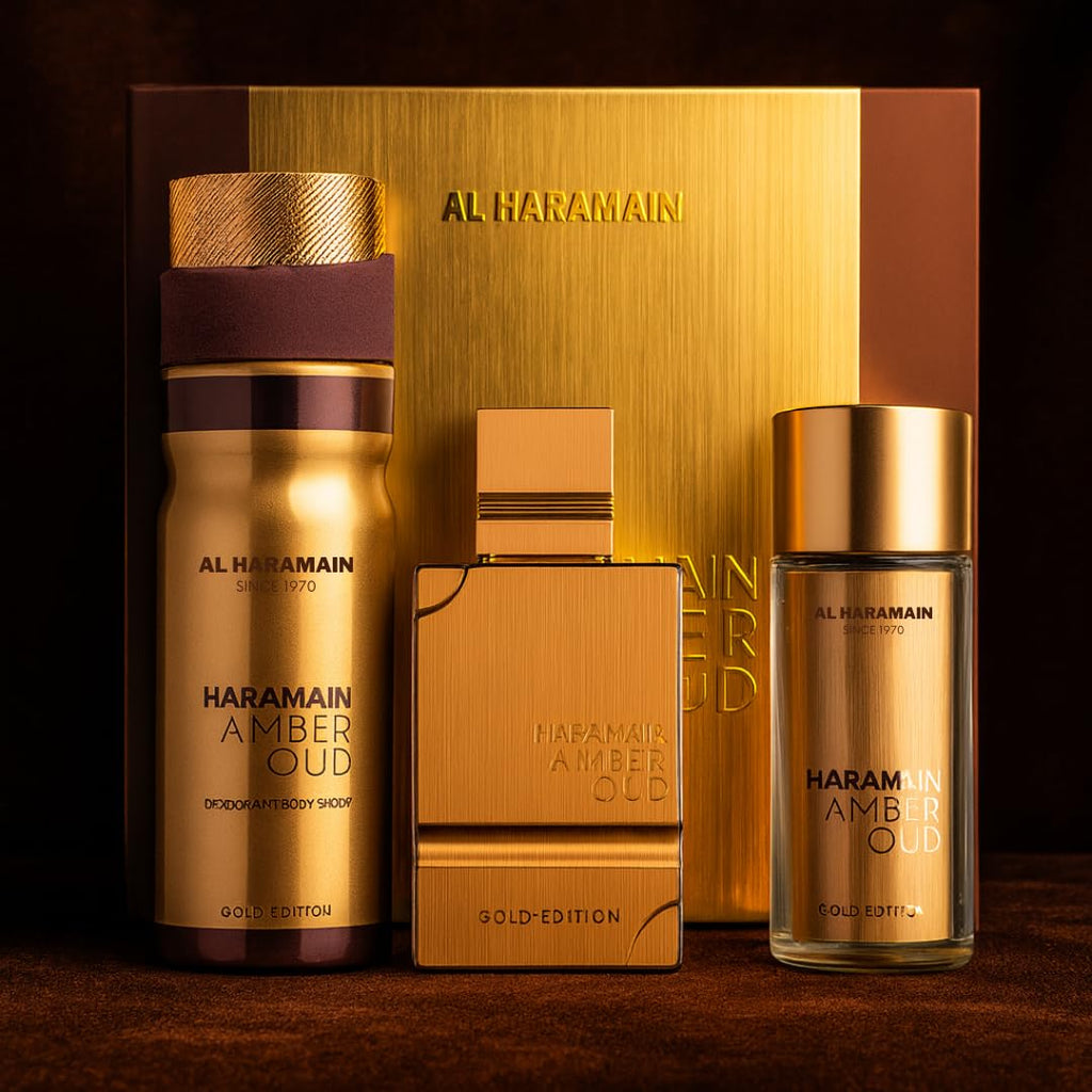 Al Haramain Amber Oud - Gold Edition - Body Spray, Cologne for Men and Women - Woody, Musk Fragrances - Perfume for Men and Women - Giftset - 3 Pc